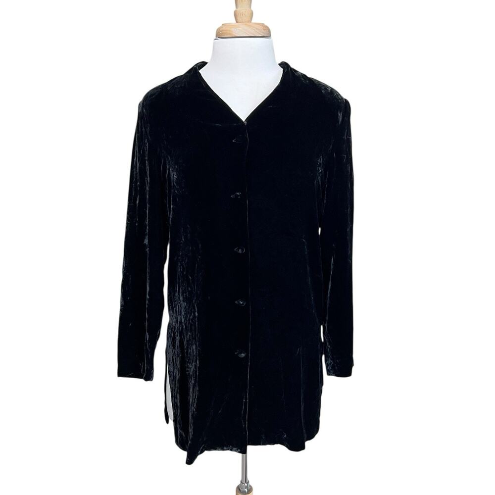 Deane & White Women's Black Velvet Vintage Gothic Casual Tunic Top Size S